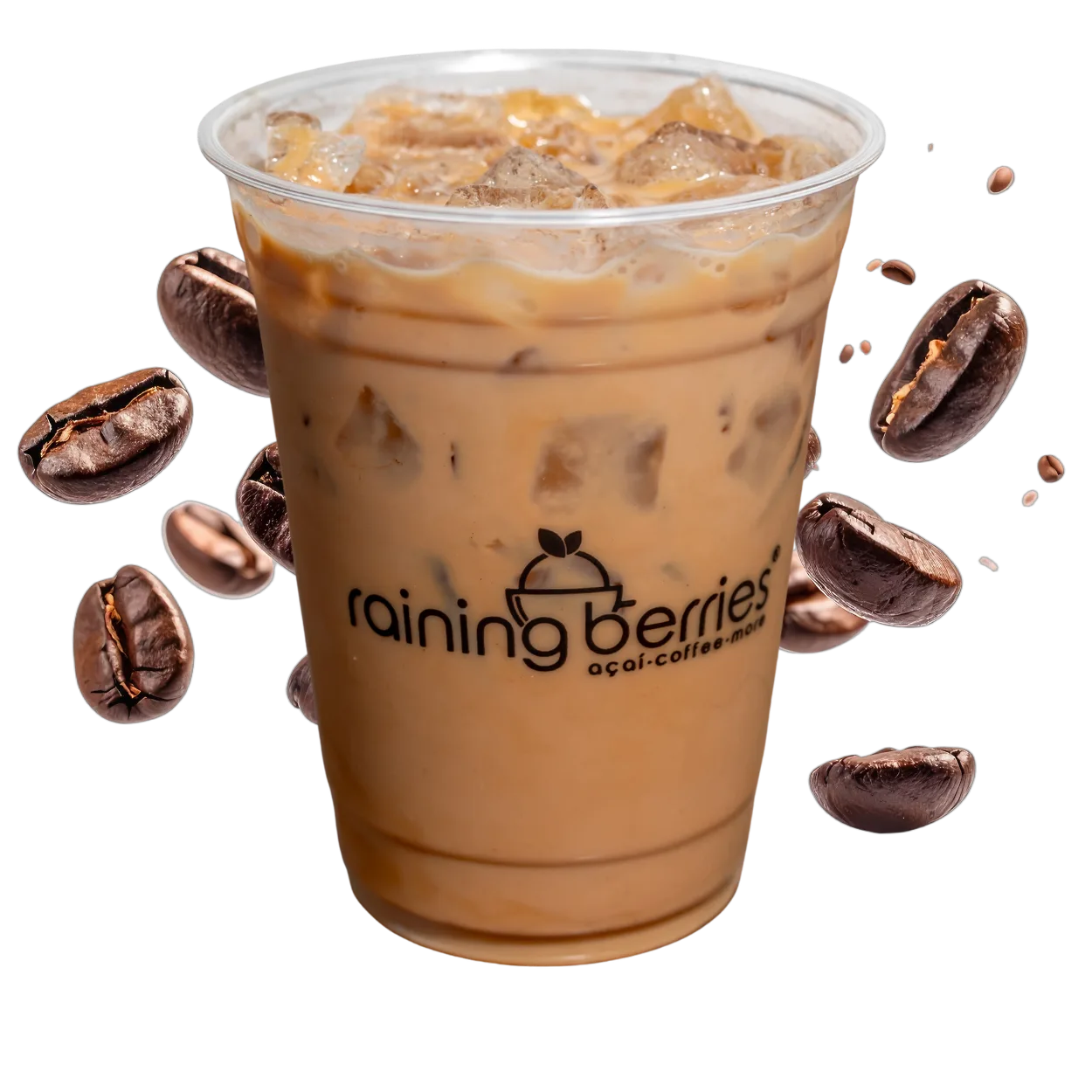 Iced coffee with roasted beans